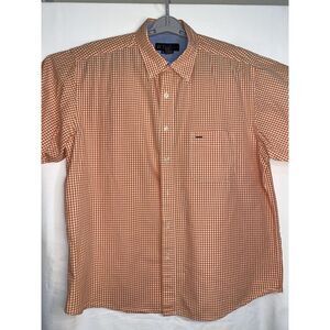 R&R Casuals Men's Button Up Checkered‎ Thick Cotton Shirt SIZE XL Orange